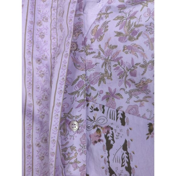 Vintage Denim & Co Size M Womens Lavender Floral Cotton Button Down Shirt - Picture 9 of 9